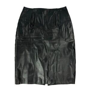 Pelle Cuir Womens Vintage VTG Leather Pencil Skirt Black